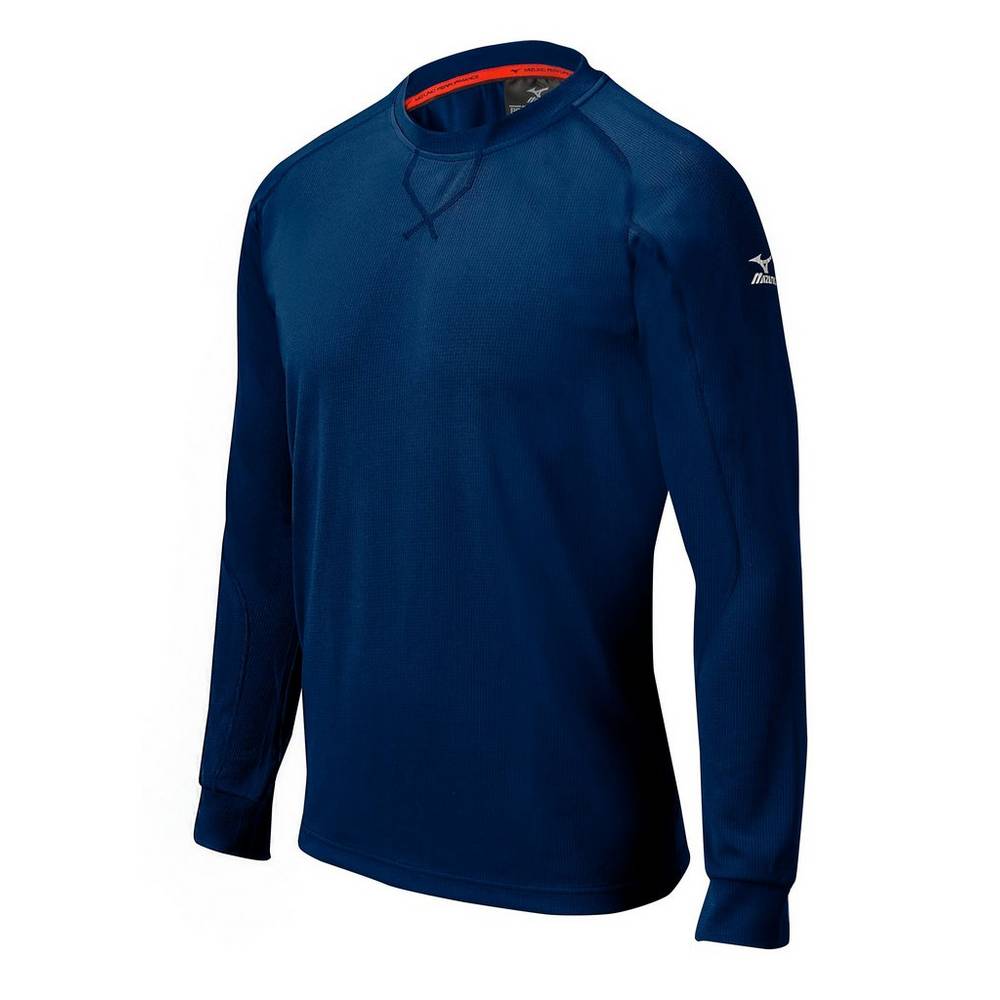 Mizuno Men's Comp Long Sleeve Training Shirt Baseball Tops Navy (350504-UMF)